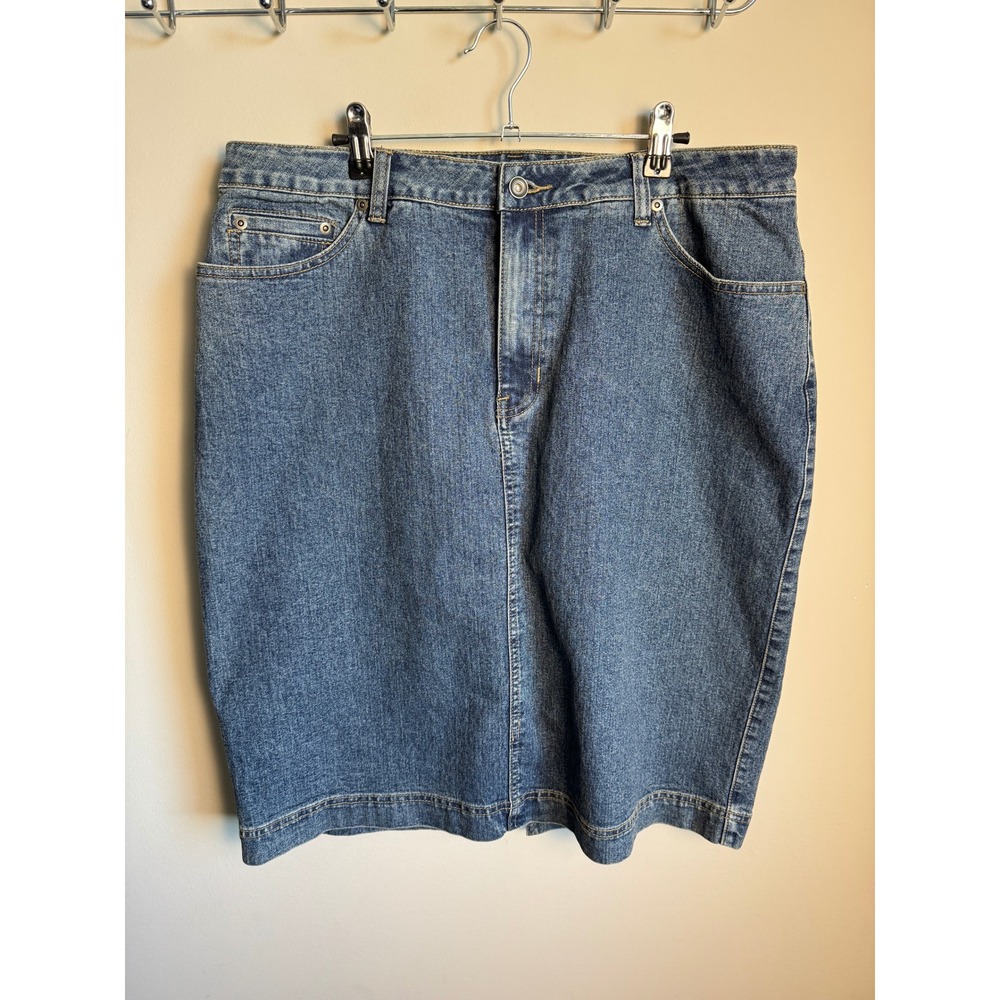 Cotton Ginny Womens Vintage Blue Denim Pencil Skirt 14 Casual Classic Modest